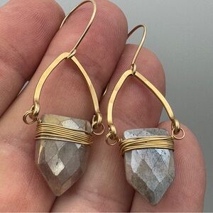 Bygone “Gemma Collection” Jasper Agate Earrings Gold Filled Sterling